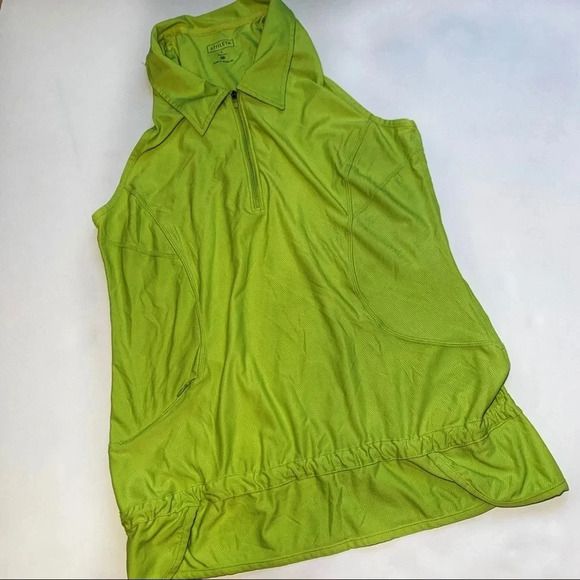 Athleta Chartreuse 1/4 Zip Sleeveless Tank Sz L - Picture 1 of 8